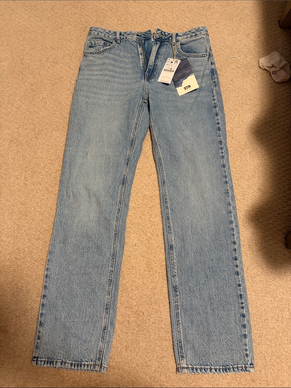 stradivarius Light Blue Straight Denim Jeans